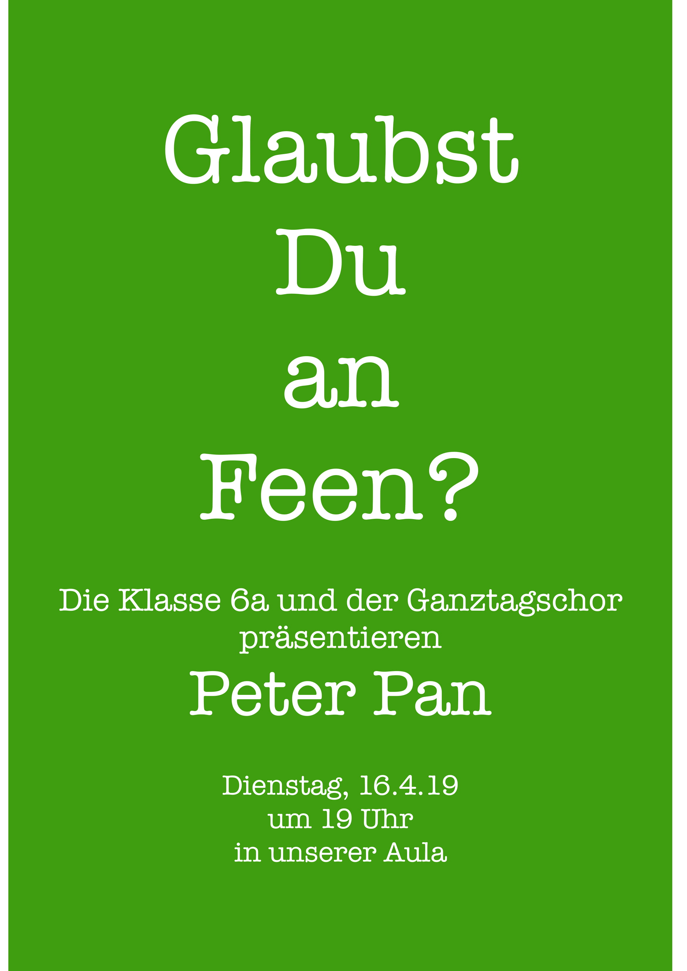 Peter Pan – Forever Young? am 16.4.2019 um 19 Uhr Peter Pan – Forever Young? am 16.4.2019 um 19 Uhr